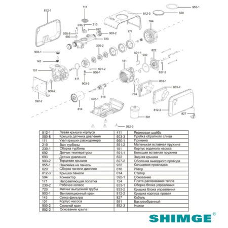 Насосная станция частотная интеллектуальная поверхностная SHIMGE AHS POWER (черная)