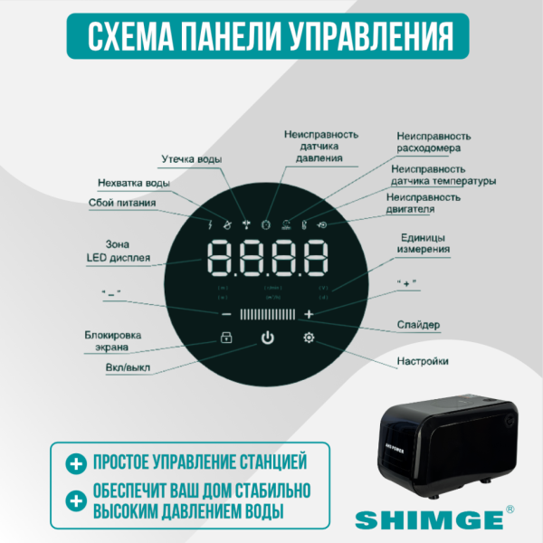 Насосная станция частотная интеллектуальная поверхностная SHIMGE AHS POWER (черная)