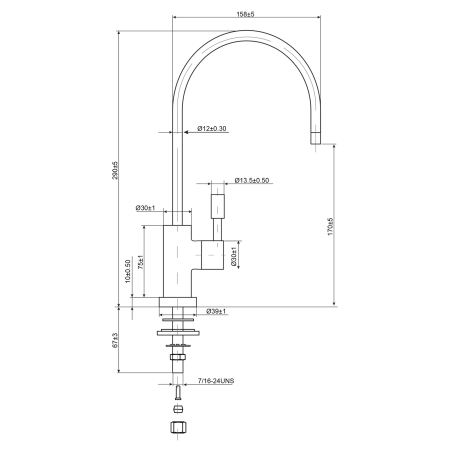 Кран для чистой воды Гейзер №02 (кран для трехступенчатых фильтров и RO, хром)
