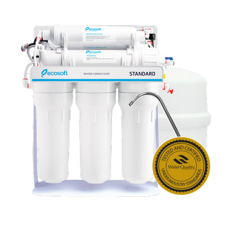 ecosoft_standard_reverse_osmosis_filter_on_metal_rack_with_pump_and_mineralization